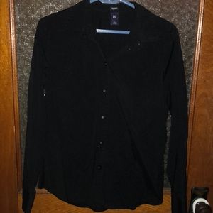 Long sleeve black button down shirt